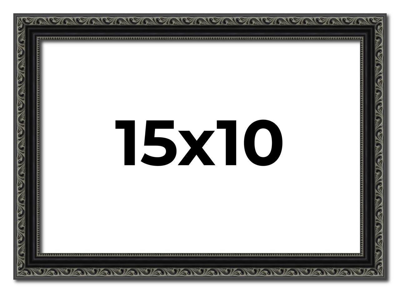 Photo Size Antique Black Picture Frame - UV Acrylic, Foam Board Backing, Hanging Hardware